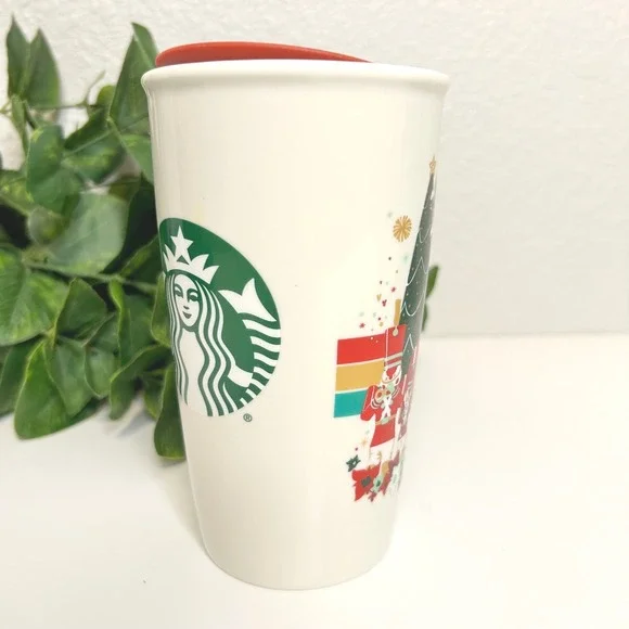 Starbucks Disneyland 2021 Christmas Holiday Mickey Ceramic Travel Tumbler 12oz - Picture 4 of 7